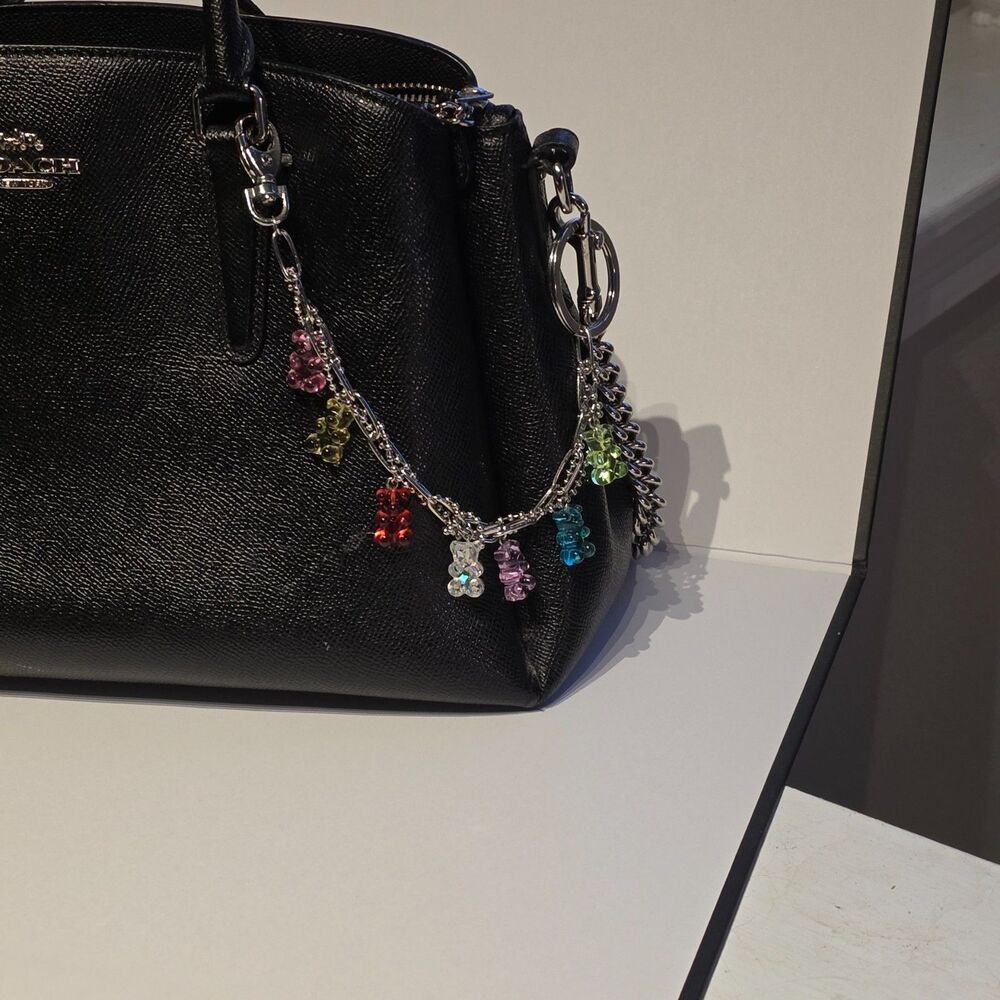 New Rainbow Gummy Bear Silver Purse Chain Extender Bag Charm